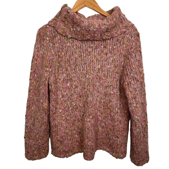 BEAUTIFUL Alpaca Mohair HEARTS OF PALM Cowl Neck Blush Thick Knit Sweater XL - Picture 1 of 6